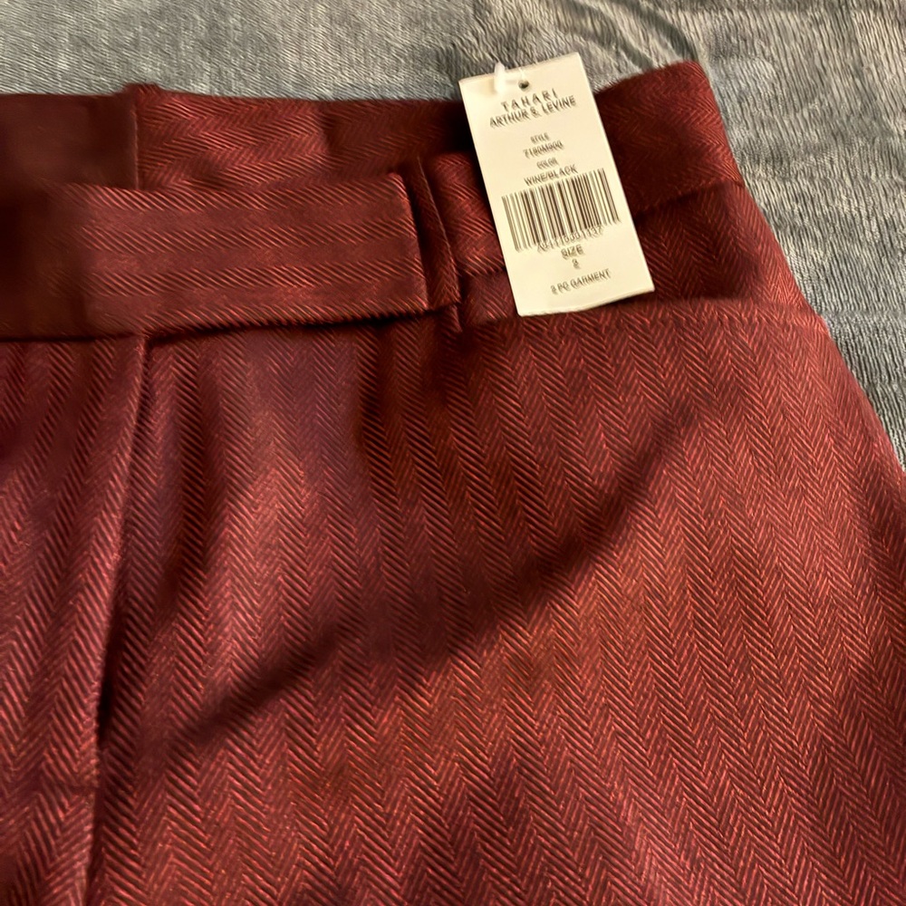 Tanya Taylor Burgundy Herringbone Trousers